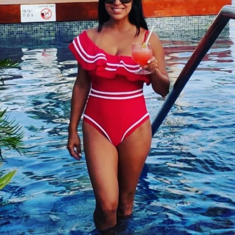 Red Ruffled One-Piece Swim